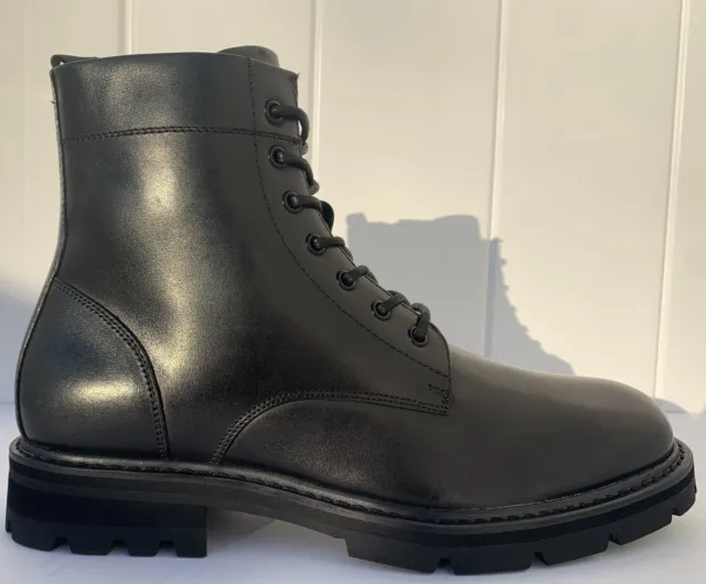 Bp Men Leather Lug Black Combat Boots Size 13