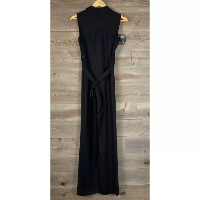 DVF Diane von Furstenberg 0 Black Traci Sleeveless Jumpsuit Belted Silk Stretch 3