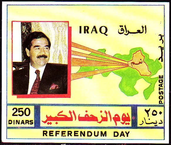 Irak Iraq 1997 ** Bl.74 Saddam Hussein Präsident Referendum Landkarte