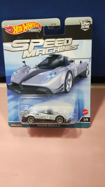 Hot Wheels Premium Speed Machine Pagani Zonda R Real Riders Silver Diecast New