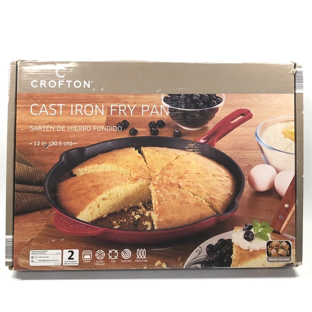 Crofton Style Cast Iron 12" Skillet/ Frying Pan Red Enamel