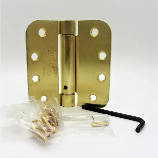 Satin Brass 5/8" Radius Adjustable Self Closing Spring Hinge (US4)