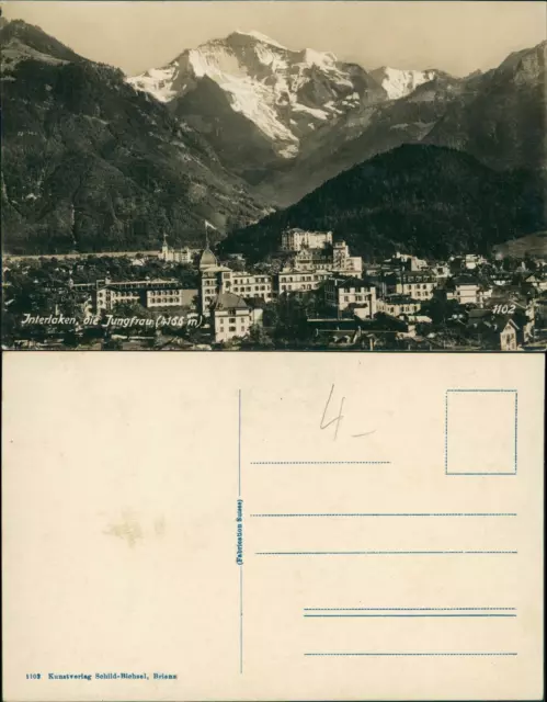 Interlaken Panorama-Ansicht Interlaken und die Jungfrau (4166 m) 1930