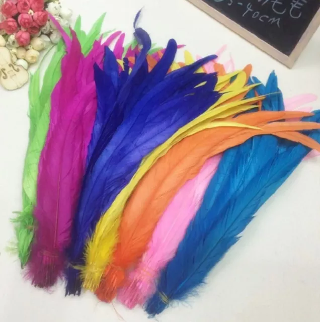 Long Rooster Tail Feathers Many Colour Fly Craft Hat Arts Decorations Wedding UK