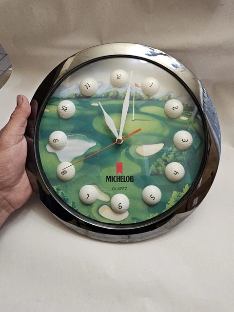 Rare Michelob Golf Advertising Sign Clock WORKS Battery Operated Pre Owned