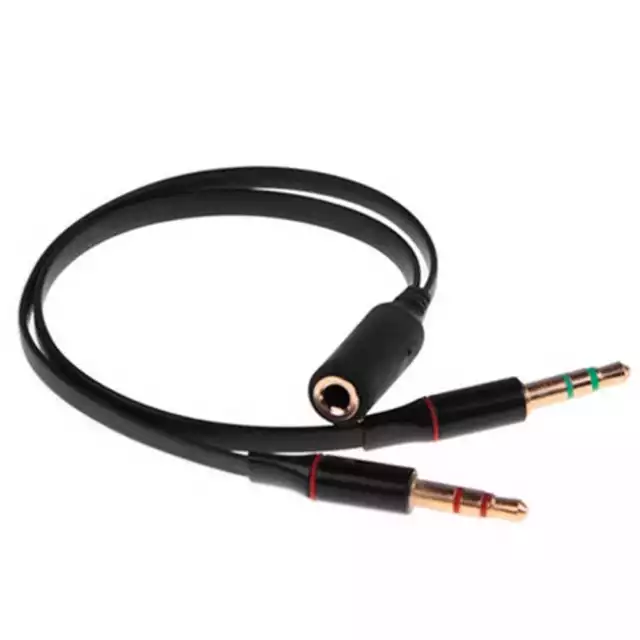 Cable Divisor Splitter Y 1 Jack 3.5mm Hembra a 2 AUX Macho Audio Microfono Negro