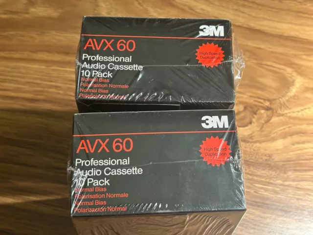 Lot 2 Sealed 3M AVX 60 Professional Audio Cassettes. Old stock! 20 tapes total