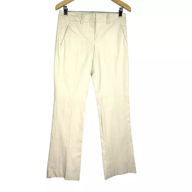 Theory Pants Womens 8 Alford Abilene Pinstripe Flare Slacks Ivory Slacks