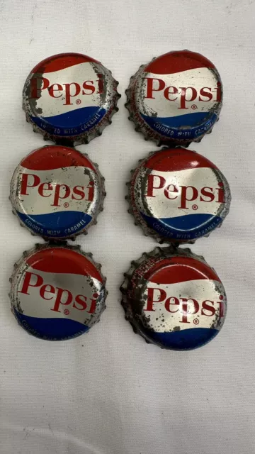 Vintage Pepsi Bottle Caps - Lot Of 6