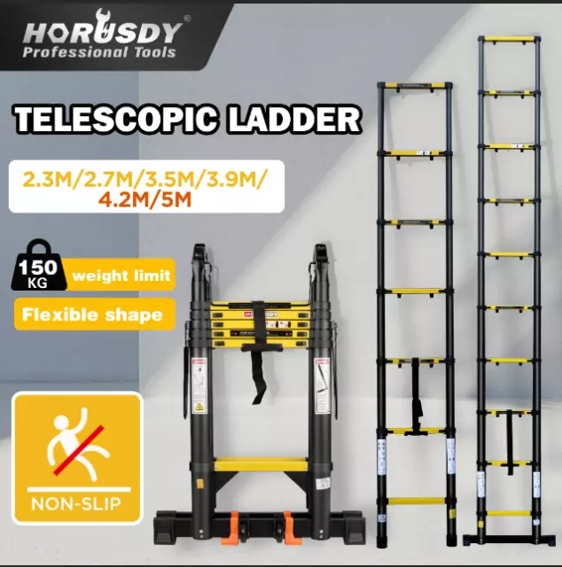 2.3/2.7/3.5/3.9/4.2/5M Telescopic Folding Ladder Aluminium Alloy Extension Step