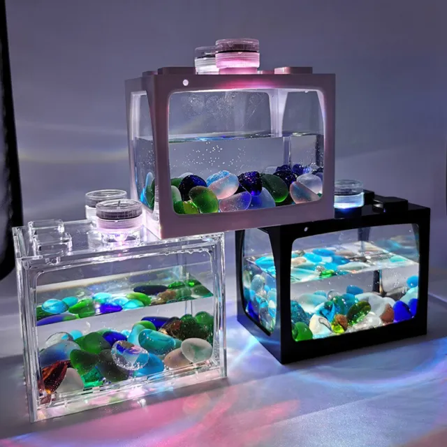 Desktop Aquarium Fish Tank With Light Battery Type Small Tank Aquarium Supplies 2