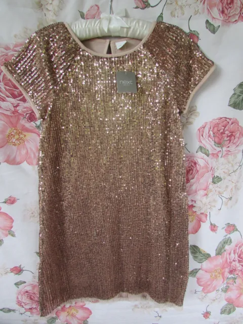 BNWT Gold Sequin Party Occasion Dress By Next 10-11 £45 10