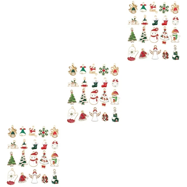 60 pcs Craft Christmas Charms Weihnachten Embellishement Metall Schneemann