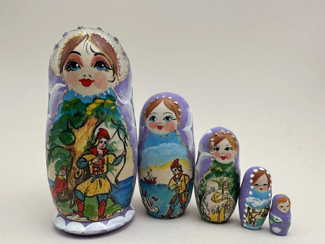 Matroschka 5tlg. Matreschka Babuschka Autor handgemalt Russland  neu 12 cm