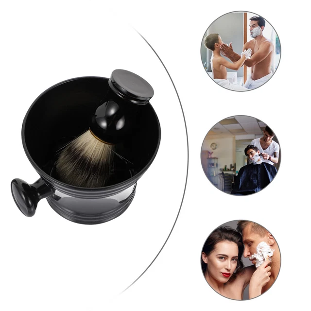 2 Pcs Abs Shaving Soap Cup Brush Father Badger Hair Wet Kit