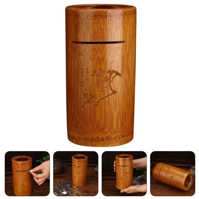Archiviazione di monete di bambù rustica Can Cilindro Regalo per bambini per bam