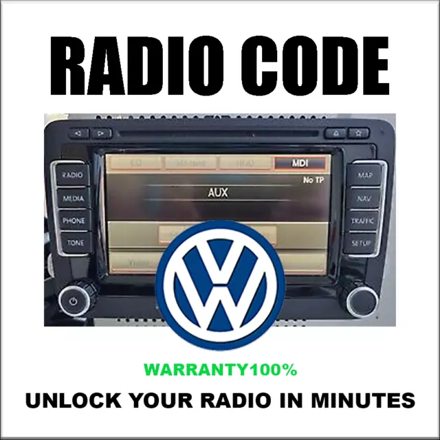 Radio Code Unlock Fits Vw Rcd510 Codes Rcd500 Rcd210 Rns315 23 Fast Service