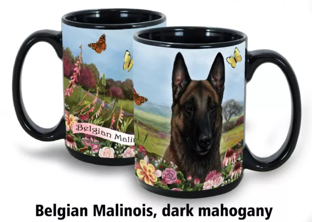 Garden Party Mug - Dark Mahogany Belgian Malinois