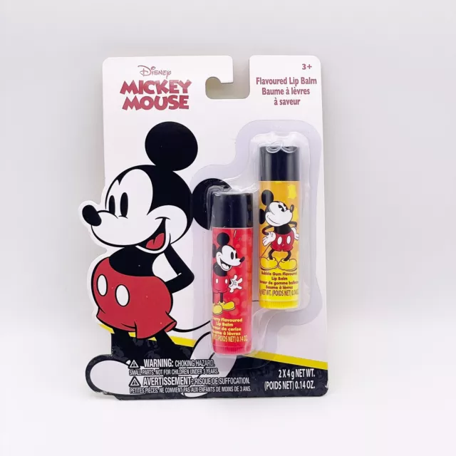 Disney Mickey Mouse 2 Pc Flavored Lip Balm, Cherry and Bubble Gum NET WT .14 OZ