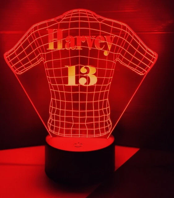 FOOTBALL LIGHT up LED Rugby Shirt Sign personalised name & number
