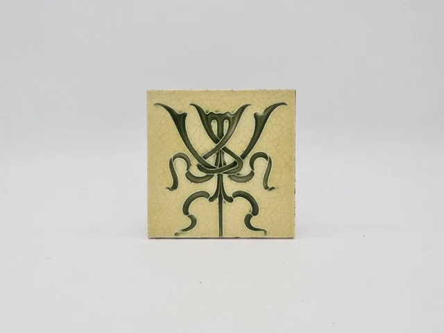 Antique Fireplace Art Nouveau Majolica Tile by Henry Richards 1902 AE9 2