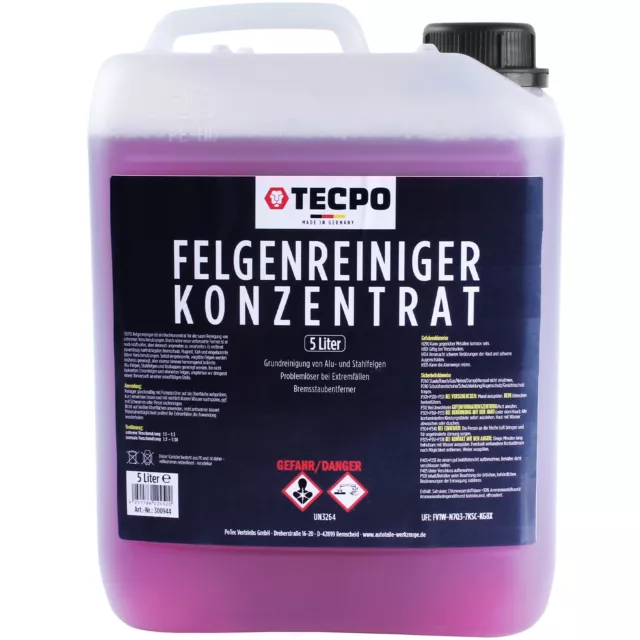 Tecpo Felgenreiniger Konzentrat 5L Alu + Stahl Felgen Reiniger Auto-Pflege