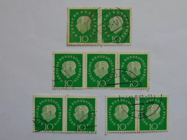 4 waag. Paare 10 Pf. Marken (.) Berlin West, Th. Heuss, 1959, Mi 183 w/183 w