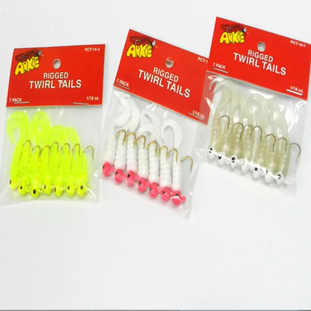 7Pcs Fishing Jigs Lure Sea Bass Soft Bait Jigs Head Twirl Tails Worm Bait'EL