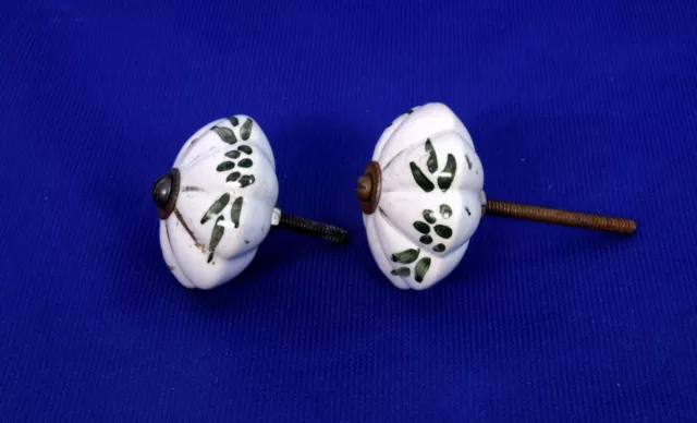 Pair Of Vintage Highly Decorative Ceramic Drawer/Wardrobe/Door Knobs. i24-32 US 2