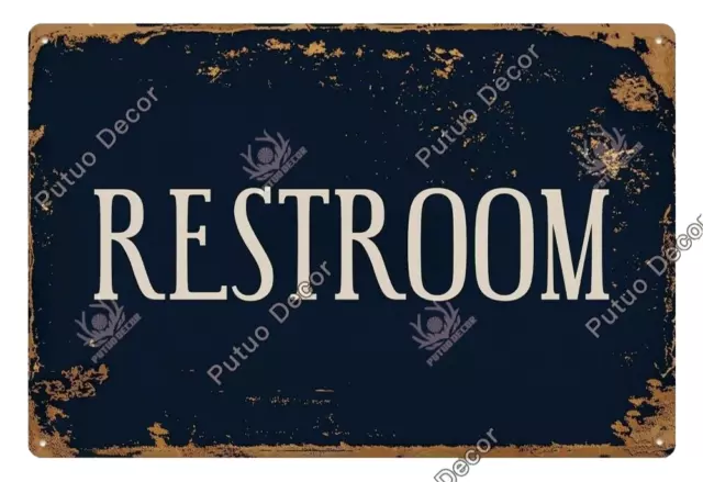 Restroom Metal Tin Sign WC Plaque Retro Lavatory Toilet Vintage Style Poster