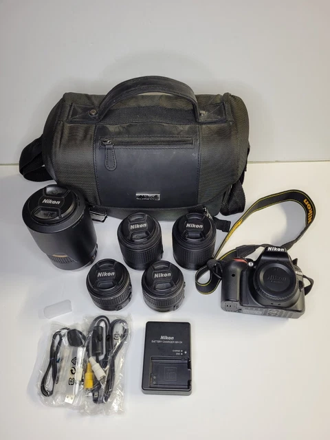 Nikon D3300 24.2MP Digital SLR Camera Kit With 5 Lenses, Bag, And Accessories