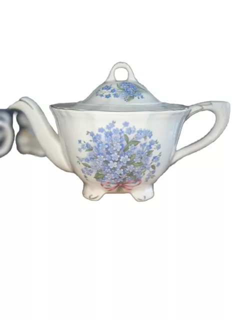 Vintage Blue Floral Crown Dorset Teapot Bone China Staffordshire England