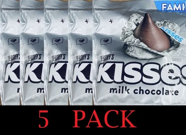 5x Hershey's Kisses Milk Chocolate FAMILY PACK Candy 17.9 Oz Bag - 5 PACK