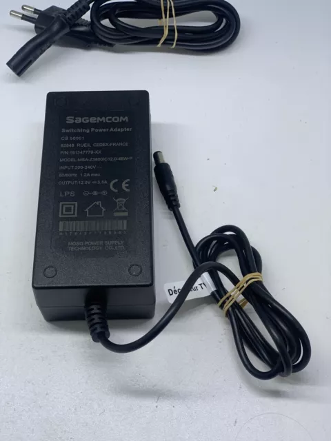 Chargeur pour décodeur Orange TV 4 - Sagemcom - 12V 3,8A