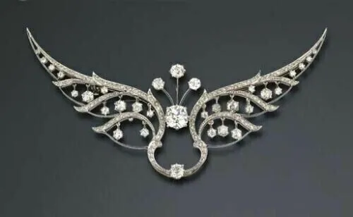 2.20Ct Round Cut Lab-Created Wings Engagement Brooch Pin 14K White Gold Plated