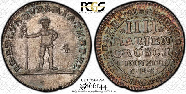 1781 Ces Silver Brunswick Calenberg Han Germany 4 Mariengroschen Pcgs Ms 63