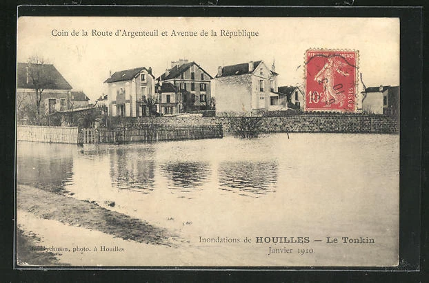 CPA Houilles, Les Flundations de 1910, Corner de la Route d'Argenteuil and Avenue