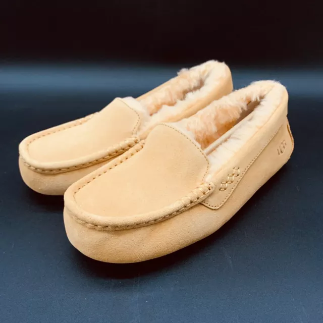 Ugg Ansley Slipper Peach Suede Warm Cozy Wool Loafer Moccasin Women Us 7 Eu 38