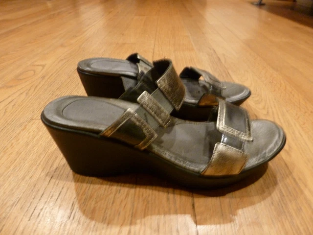 NAOT Treasure 2 Wedge Sandals Pewter Leather Comfort 39 Women 9