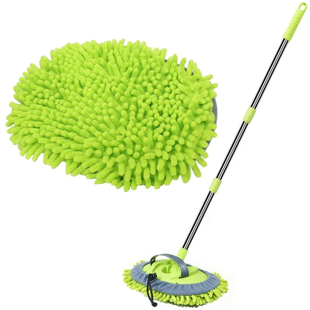 Microfiber Car Wash Brush Cleaning Mop Auto Truck 47.5 Long Handle Extension