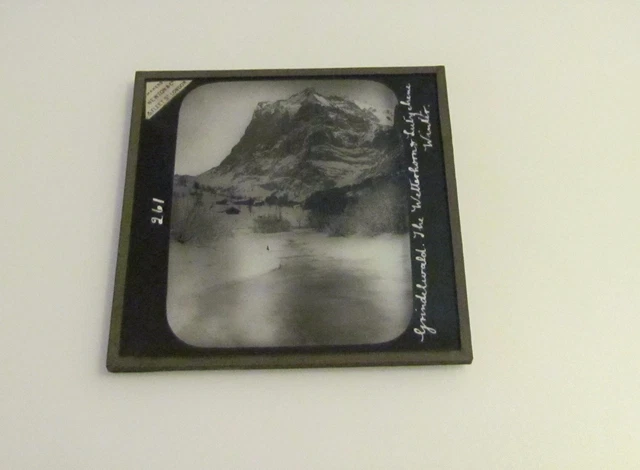 Glass Magic Lantern Slide GRINDELWALD - THE WETTERHORN  C1890 PHOTO SWITZERLAND 2