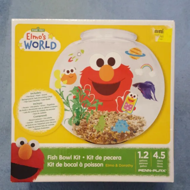 Penn-Plax Officially Licensed Sesame Street Elmo’s World Fish Bowl Kit New