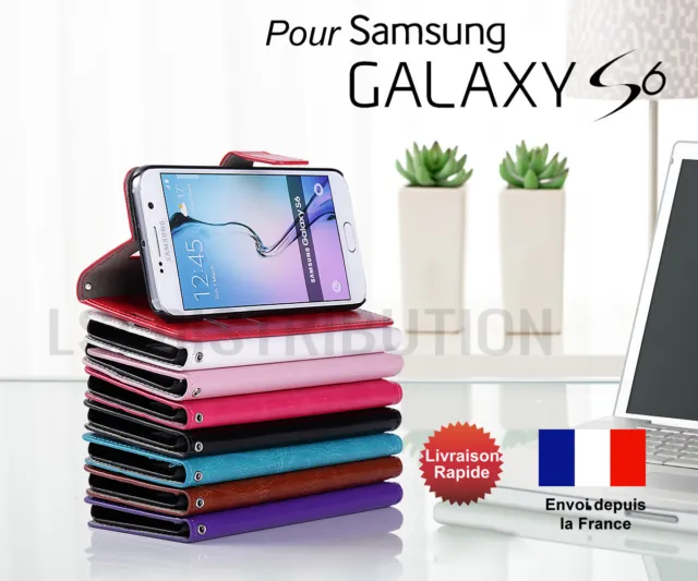 Coque Housse Etui  Samsung Galaxy S6 Flip Cover Portefeuille