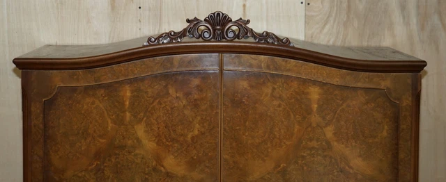 Antique Circa 1940'S Burr Walnut Large Wardrobe Splits In Two For Easy Transport 3