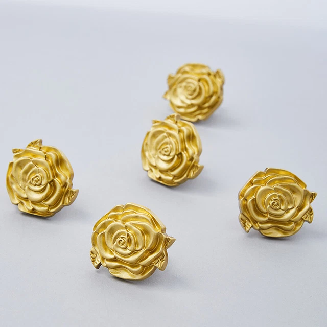Brass Rose Wardrobe Door Knob Cupboard Drawer Pull Children Wine Cabinet Handle