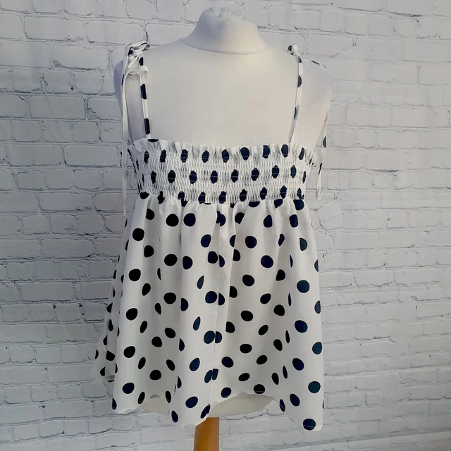 Shein Black White Spotty Smock Blouse Womens Size XL (KQ30)