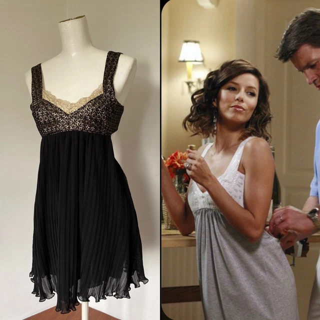 Robe Vintage Rare Portée Par Gabrielle Solis (Eva Longoria), Dentelle Noire, Taille XS