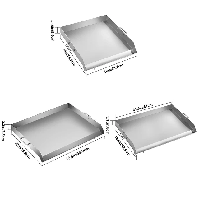 VEVOR 16"x18"/32"x17"/36"x22" Stainless Steel Griddle Flat Top Grill Stove 2