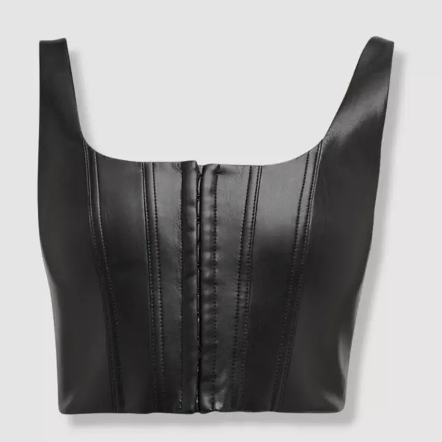 $226 Alice + Olivia Women's Black Breslin Boned Corset Top Size 4