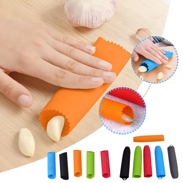 thumbnail image 2 of Uxcell 5Pcs Silicone Garlic Peeler Tube - Garlic Skin Remover Kitchen Gadget, Black 2 of 12